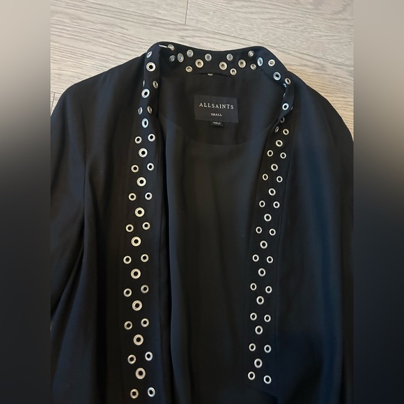 All Saints Kady Kimono Open Front Relaxed Fit Eyelet Studs Size S READ* - Picture 4 of 6